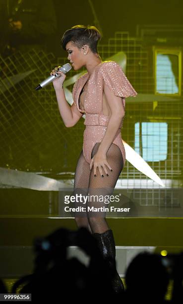 Rihanna performs during her Last Girl on Earth Tour at SECC on May 19, 2010 in Glasgow, Scotland.