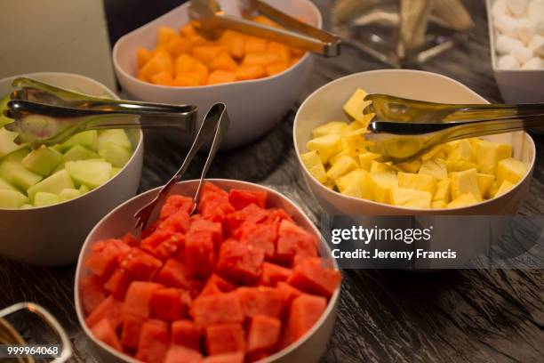 fruit toppings for a dessert bar - toppings stock pictures, royalty-free photos & images