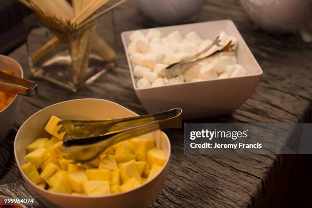 fruit toppings for a dessert bar - toppings stock pictures, royalty-free photos & images