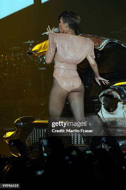 Rihanna performs during her Last Girl on Earth Tour at SECC on May 19, 2010 in Glasgow, Scotland.