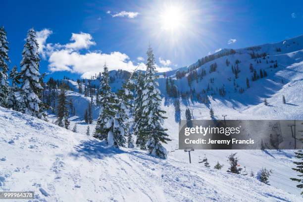 blue skies and sweeping views of the mountains around lake tahoe - francis winter 個照片及圖片檔