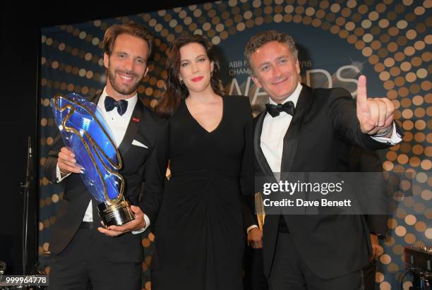 Formula E Champion Jean-Eric Vergne, Liv Tyler and Formula E CEO Alejandro Agag attend the 2017/18 ABB FIA Formula E Championship Awards Dinner...