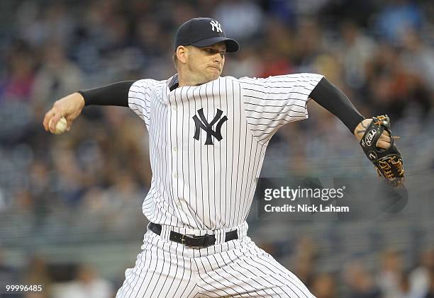 Burnett of the New York Yankees pitches against the Tampa Bay Rays at Yankee Stadium on May 19, 2010 in the Bronx borough of New York City.