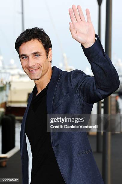 Actor Raul Bova attends the Fair Game Cocktail Party hosted by Giorgio Armani held aboard his boat 'Main' during the 63rd Annual International Cannes...