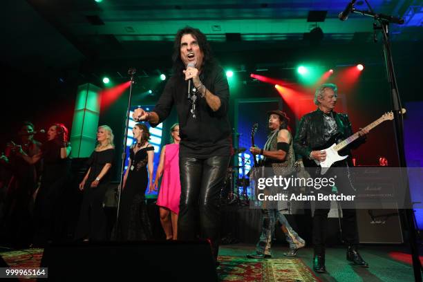 Robby Krieger, Alice Cooper and Don Felder perform at the 2018 So the World May Hear Awards Gala benefitting Starkey Hearing Foundation at the Saint...