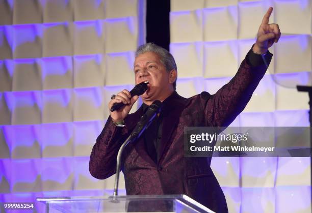 Bruce Buffer speaks onstage during the 33rd Annual Cedars-Sinai Sports Spectacular at The Compound on July 15, 2018 in Inglewood, California.