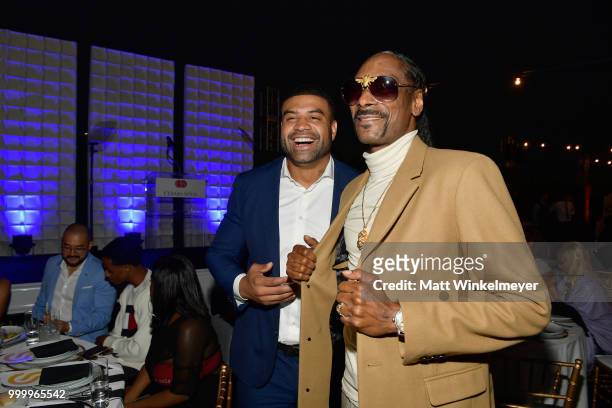Shawne Merriman and Snoop Dogg attend the 33rd Annual Cedars-Sinai Sports Spectacular at The Compound on July 15, 2018 in Inglewood, California.