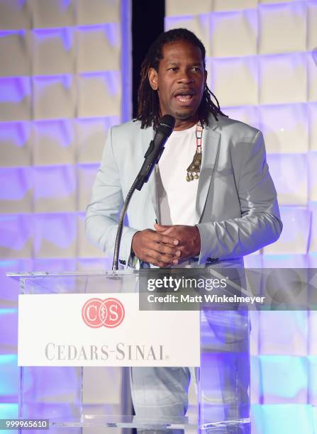 Host LZ Granderson speaks onstage during the 33rd Annual Cedars-Sinai Sports Spectacular at The Compound on July 15, 2018 in Inglewood, California.