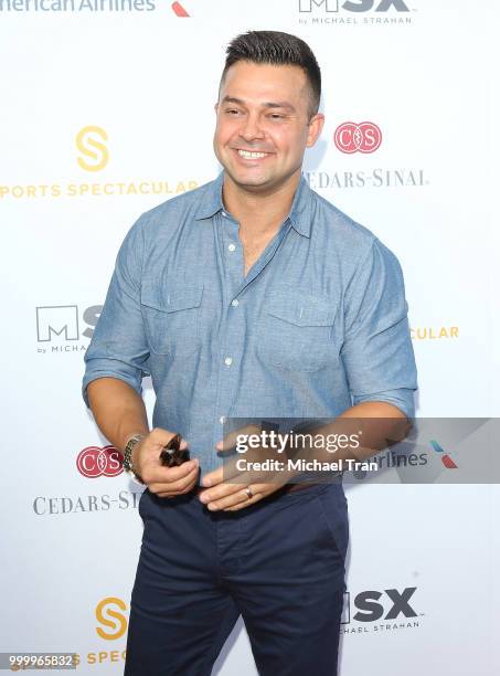 Nick Swisher arrives to the 33rd Annual Cedars-Sinai Sports Spectacular Gala held on July 15, 2018 in Los Angeles, California.