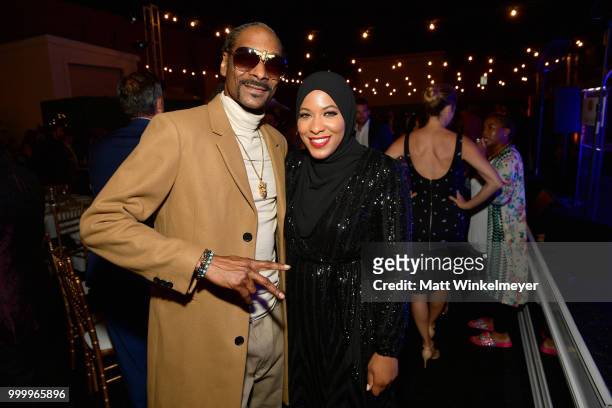 Snoop Dogg and Ibtihaj Muhammad attend the 33rd Annual Cedars-Sinai Sports Spectacular at The Compound on July 15, 2018 in Inglewood, California.