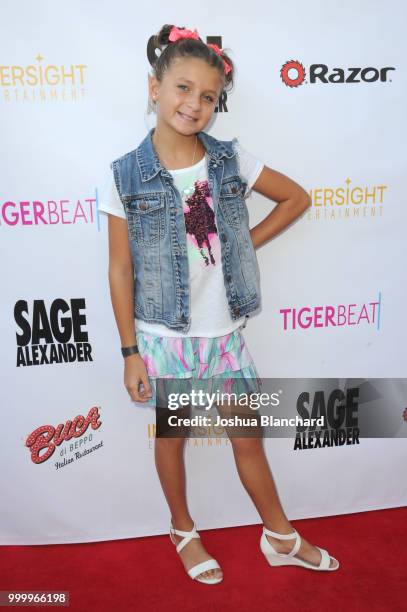 Angelina Devine attends "Sage Alexander: The Dark Realm" Launch Party Co-hosted by Innersight Entertainment and TigerBeat Media at El Rey Theatre on...