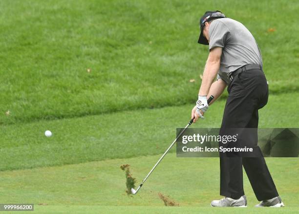 Tyler Duncan hits his second shot on the hole during the final round of the John Deere Classic on July 15 at TPC Deere Run, Silvis, IL.