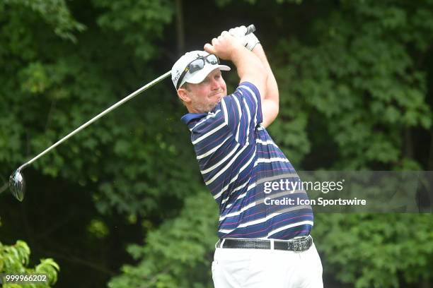 Scott Wheatcroft tees off on the hole during the final round of the John Deere Classic on July 15 at TPC Deere Run, Silvis, IL.