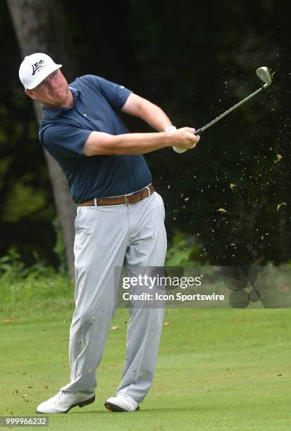 Chad Campbell hits his second shot on the hole during the final round of the John Deere Classic on July 15 at TPC Deere Run, Silvis, IL.