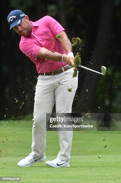 Scott Brown hits his second shot on the hole during the final round of the John Deere Classic on July 15 at TPC Deere Run, Silvis, IL.