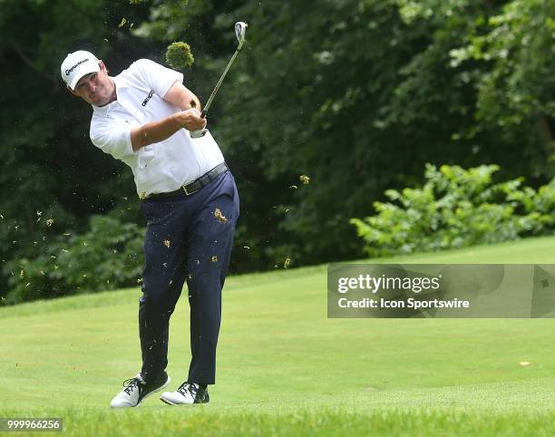 Johnson Wagner hits his second shot on the hole during the final round of the John Deere Classic on July 15 at TPC Deere Run, Silvis, IL.