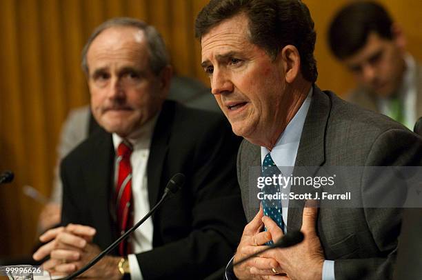 May 19: Sen. Jim Risch, R-Idaho, and Sen. Jim DeMint, R-S.C., during the Senate Foreign Relations hearing with former Secretary of State James Baker...