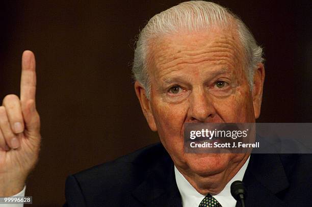 May 19: Former Secretary of State James Baker testifies during the Senate Foreign Relations hearing on the new Strategic Arms Reduction Treaty .