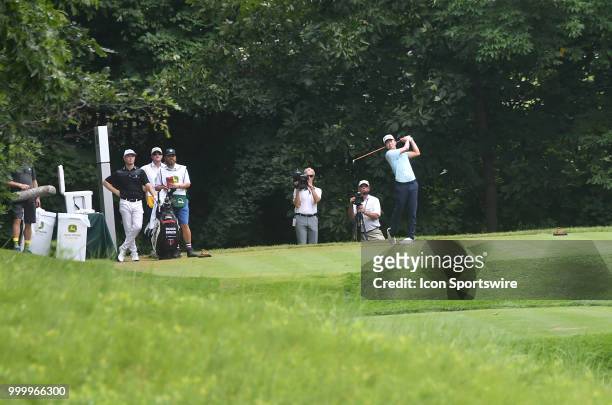 Michael Kim tees off on the hole during the final round of the John Deere Classic on July 15 at TPC Deere Run, Silvis, IL.