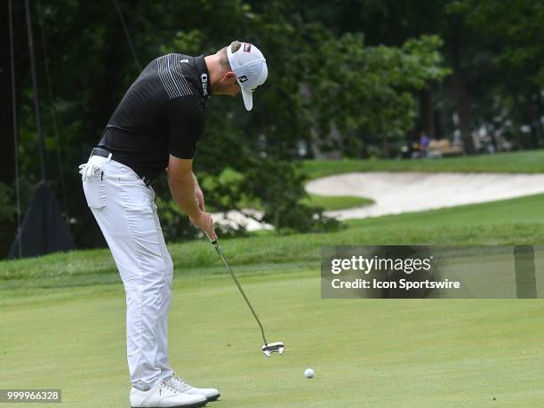 Bronson Burgoon putts on the green during the final round of the John Deere Classic on July 15 at TPC Deere Run, Silvis, IL.