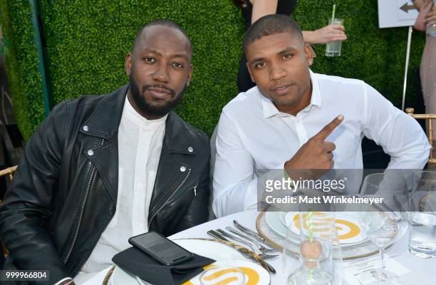 Lamorne Morris and guest attend the 33rd Annual Cedars-Sinai Sports Spectacular at The Compound on July 15, 2018 in Inglewood, California.