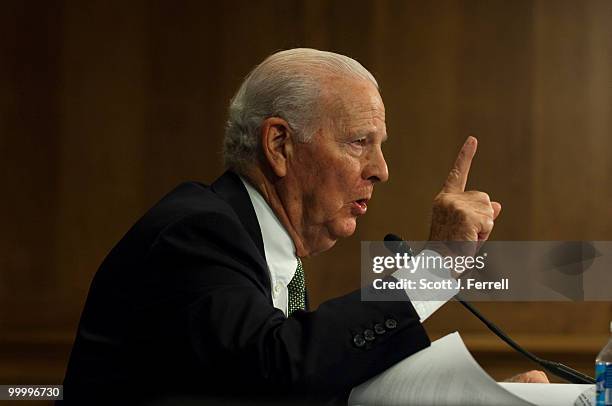 May 19: Former Secretary of State James Baker testifies during the Senate Foreign Relations hearing on the new Strategic Arms Reduction Treaty .