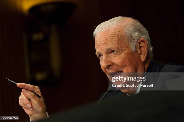 May 19: Former Secretary of State James Baker testifies during the Senate Foreign Relations hearing on the new Strategic Arms Reduction Treaty .