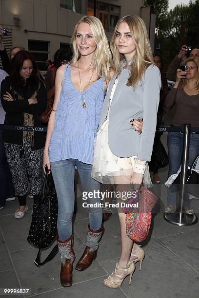 Poppy Delevingne and Amanda Shepherd attend the launch party for the opening of TopShop's Knightsbridge store on May 19, 2010 in London, England.