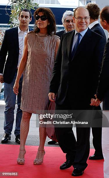 Princess Caroline of Hanover and HSH Prince Albert II of Monaco attend Graffiti Au Yacht Club De Monaco, paint exhibition, on May 19, 2010 in Monaco,...