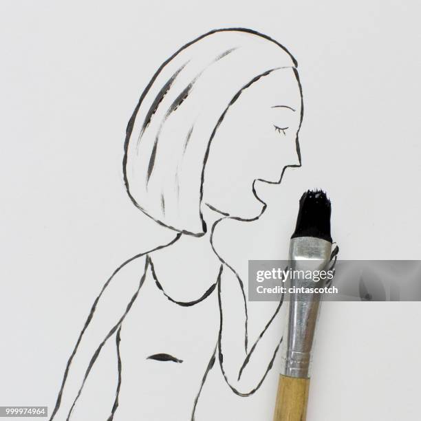 conceptual woman singing into a microphone - sideways glance stock illustrations stock illustrations