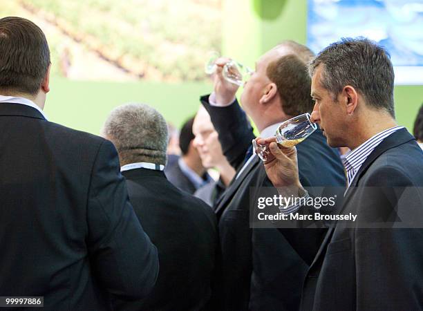 Visitors sample the wines at the London International Wine Fair 2010 at ExCel on May 19, 2010 in London, England. The fair runs through May 20.