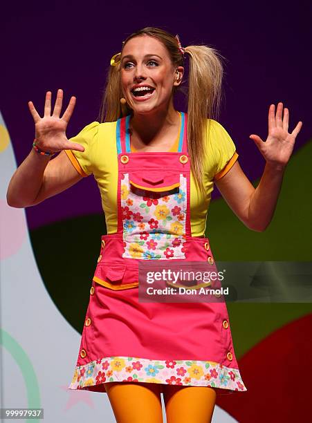 Casey Burgess of the new Hi-5 line-up perform a segment from their new stage show "Hi-5 Surprise!" at the Theatre Royal on January 12, 2010 in...