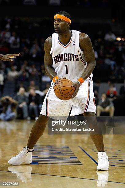 Stephen Jackson of the Charlotte Bobcats looks to pass during the game against the San Antonio Spurs on January 15, 2010 at Time Warner Cable Arena...