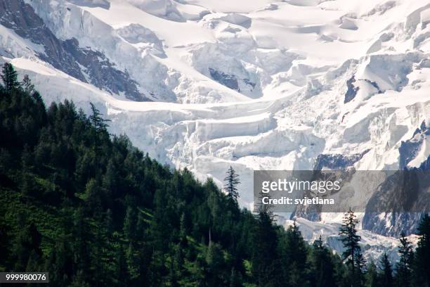 mont blanc mountain glacier, chamonix, france - blanc bildbanksfoton och bilder