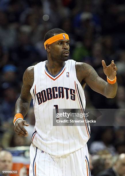 Stephen Jackson of the Charlotte Bobcats runs up court during the game against the San Antonio Spurs on January 15, 2010 at Time Warner Cable Arena...