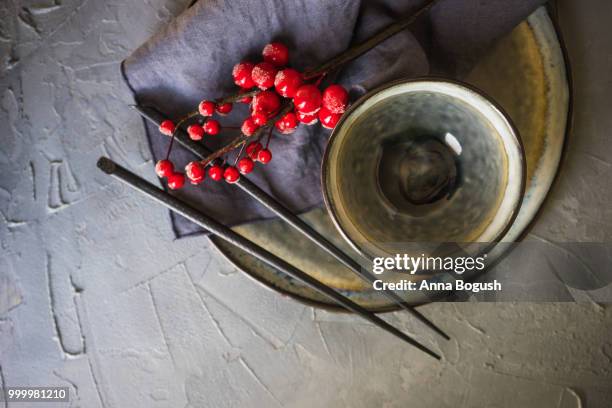 table set with chopsticks - anna stock pictures, royalty-free photos & images