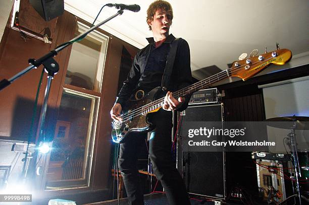 Jono MOFO of A Place To Bury Strangers performs on stage at The Harley on May 19, 2010 in Sheffield, England.