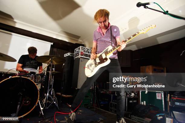 Oliver Ackermann and Jay Space of A Place To Bury Strangers perform on stage at The Harley on May 19, 2010 in Sheffield, England.