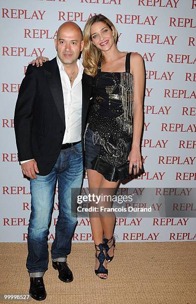 Model Ana Beatriz Barros with Replay's CEO Matteo Sinigaglia arrives at the Replay Party during the 63rd Annual Cannes Film Festival at Style Star...