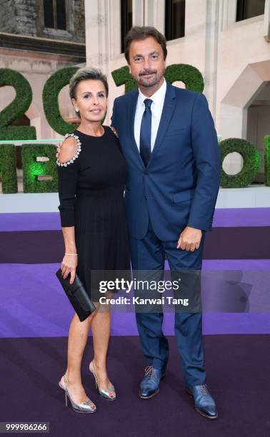 Henri Leconte and Maria Dowlatshahi attend the Wimbledon Champions Dinner at The Guildhall on July 15, 2018 in London, England.