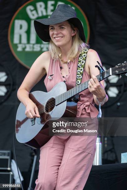 Aoife O'Donovan of I'm With Her performs during the Green River Festival at the Greenfield Community College on July 15, 2018 in Greenfield,...