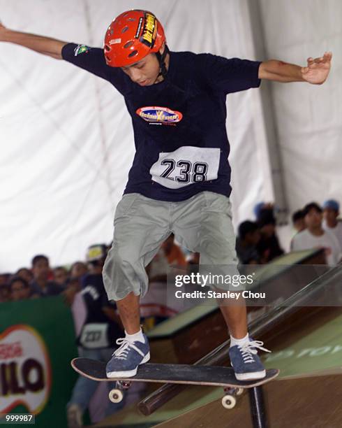 Wan Mohd B. Wan Pauzi of Malaysia in action during Aggressive Inline Skating Park of the Main X Category during the Asian X-Games Qualifier held at...