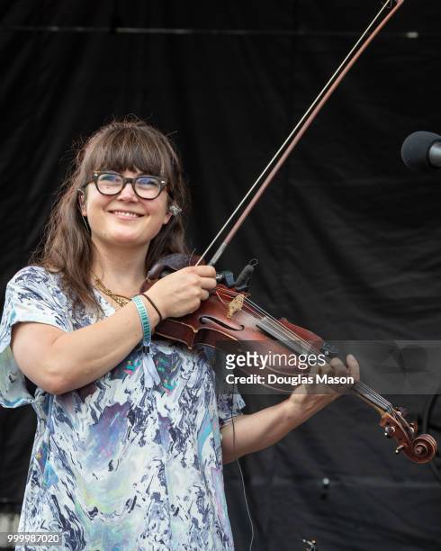 Sara Watkins of I'm With Her performs during the Green River Festival at the Greenfield Community College on July 15, 2018 in Greenfield,...