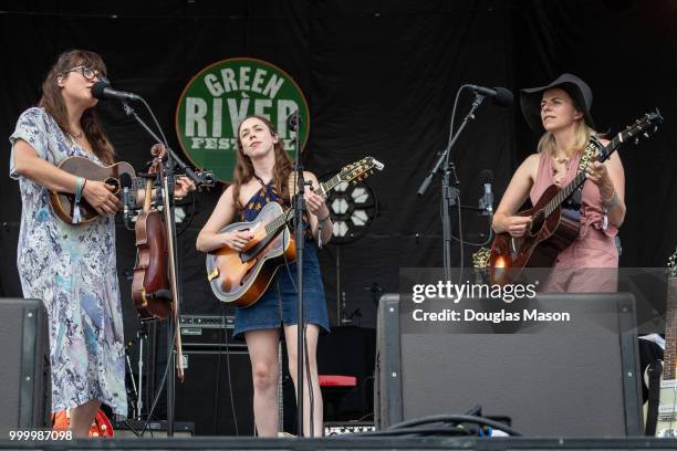 Sara Watkins, Sarah Jarosz and Aoife O'Donovan of I'm With Her performs during the Green River Festival at the Greenfield Community College on July...