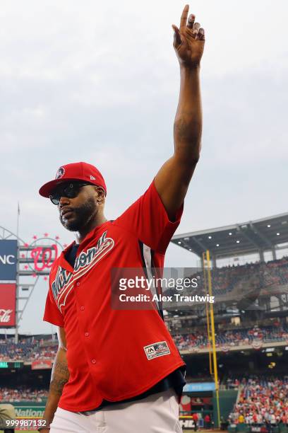 Cliff Floyd is announced during the Legends & Celebrity Softball Game at Nationals Park on Sunday, July 15, 2018 in Washington, D.C. ***Cliff Floyd
