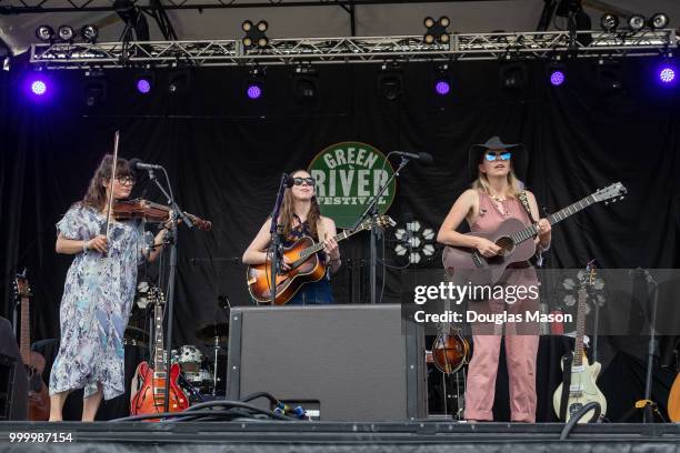 Sara Watkins, Sarah Jarosz and Aoife O'Donovan of I'm With Her performs during the Green River Festival at the Greenfield Community College on July...