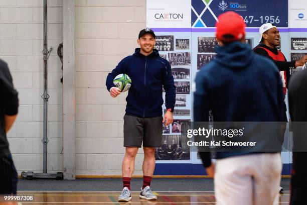 Ryan Crotty looks on during a Crusaders Super Rugby training session at St Andrew's College on July 16, 2018 in Christchurch, New Zealand.
