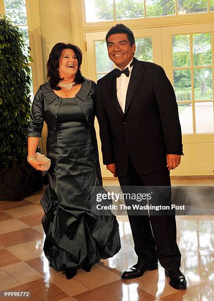 Washington, DC Comedian George Lopez with wife Ann M. Lopez arrive for President Barack Obama, holding a State Dinner for Mexican President Felipe...