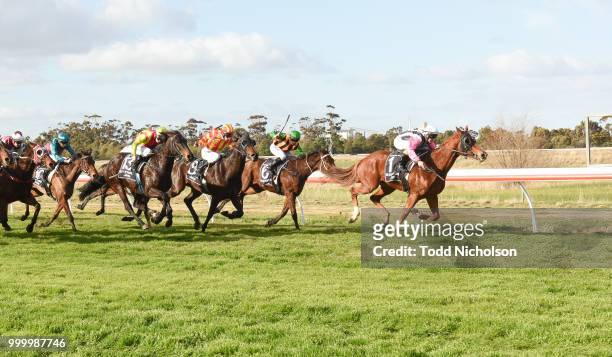 All Day Every Day ridden by Craig Robertson wins the Shannon Bros Cartage BM58 Handicap at Murtoa Racecourse on July 16, 2018 in Murtoa, Australia.