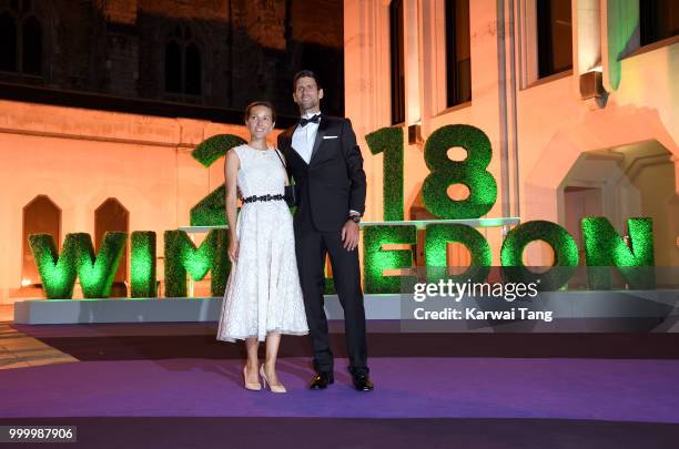 Jelena Djokovic and Novak Djokovic attend the Wimbledon Champions Dinner at The Guildhall on July 15, 2018 in London, England.